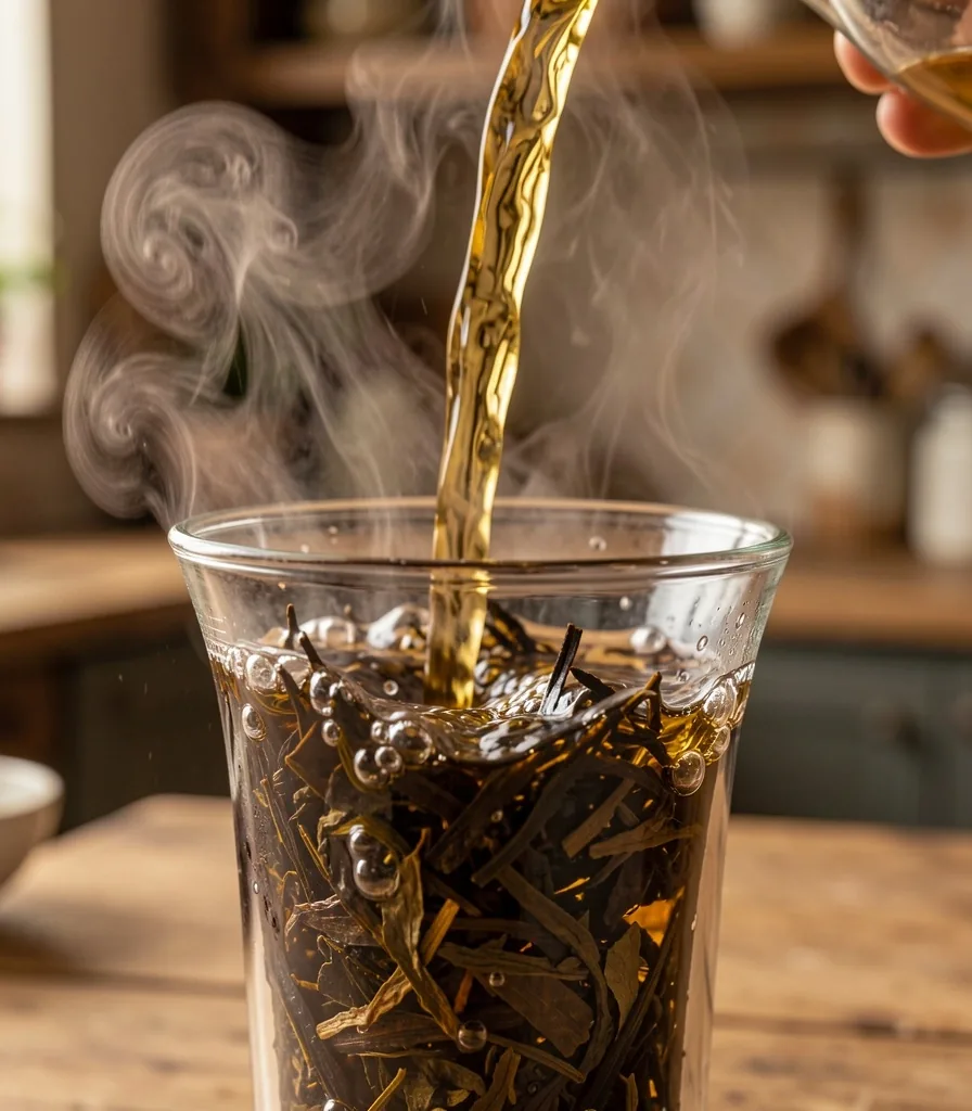 Preparazione di una tazza di Good Body Tea con acqua a temperatura controllata
