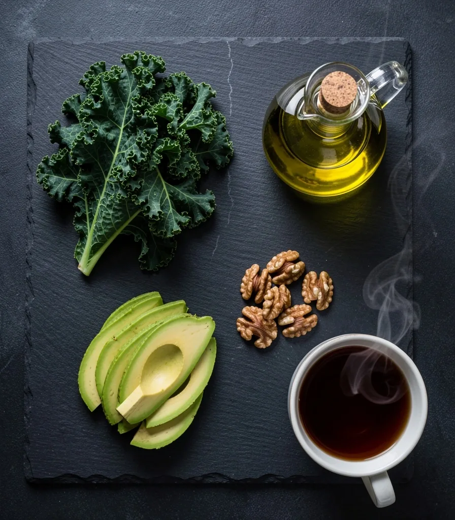 Preparazione pasto keto su lavagna scura
